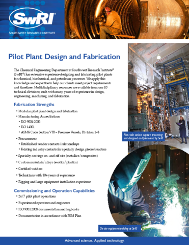 Go to Pilot Plant Design and Fabrication Flyer