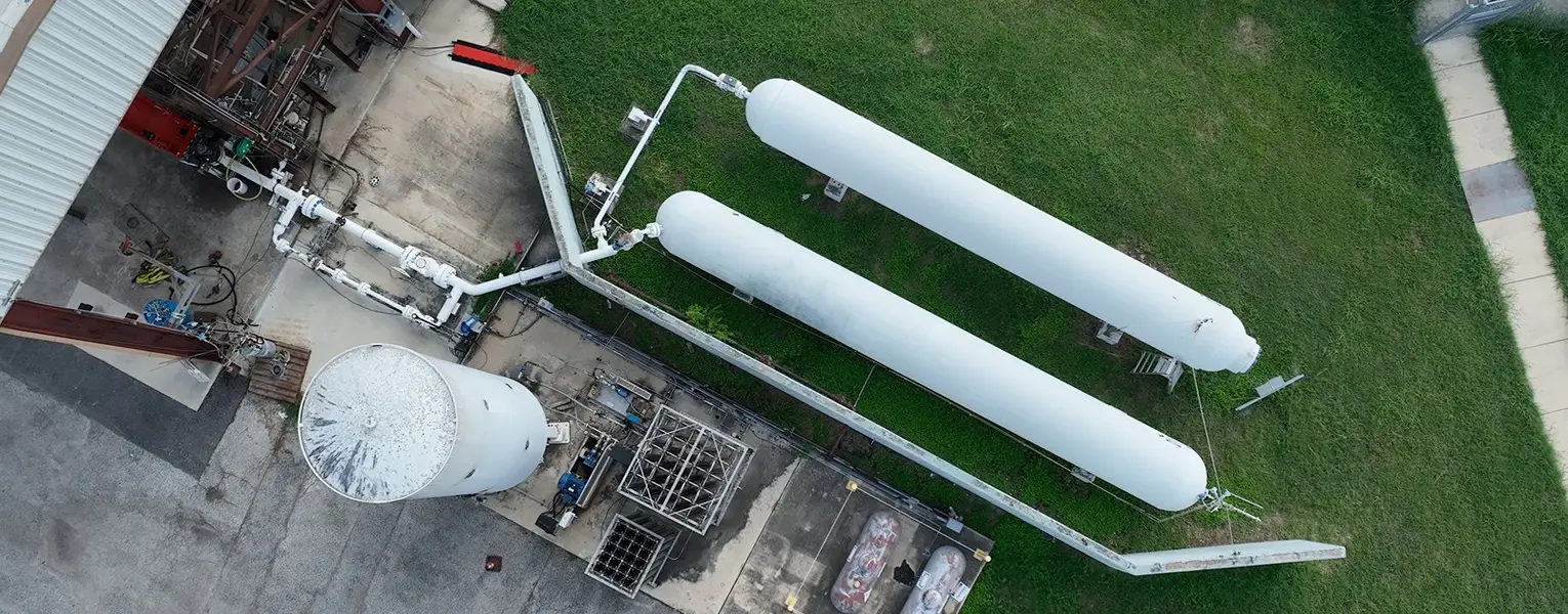 Aerial view of fluid tanks at SwRI testing facility