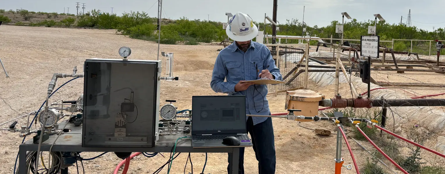 SwRI staff on site using emission sensing technology