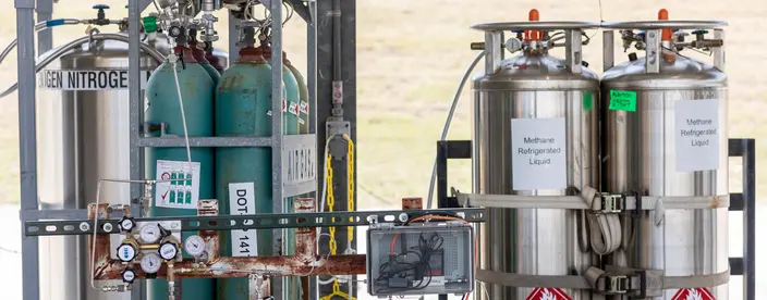 Close up photo of hydrogen bubbling tanks