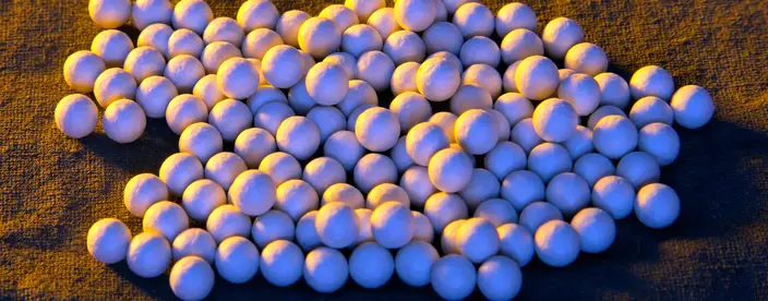 "Solar salt." These salt pellets relate to heat energy storage in solar mirrors.