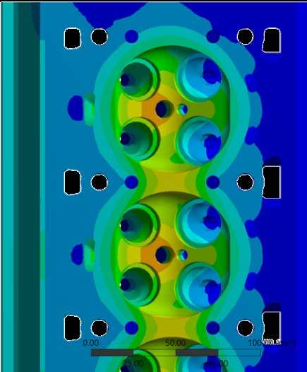 Hybrid design using an additive manufacturing insert significantly reduces temperatures.