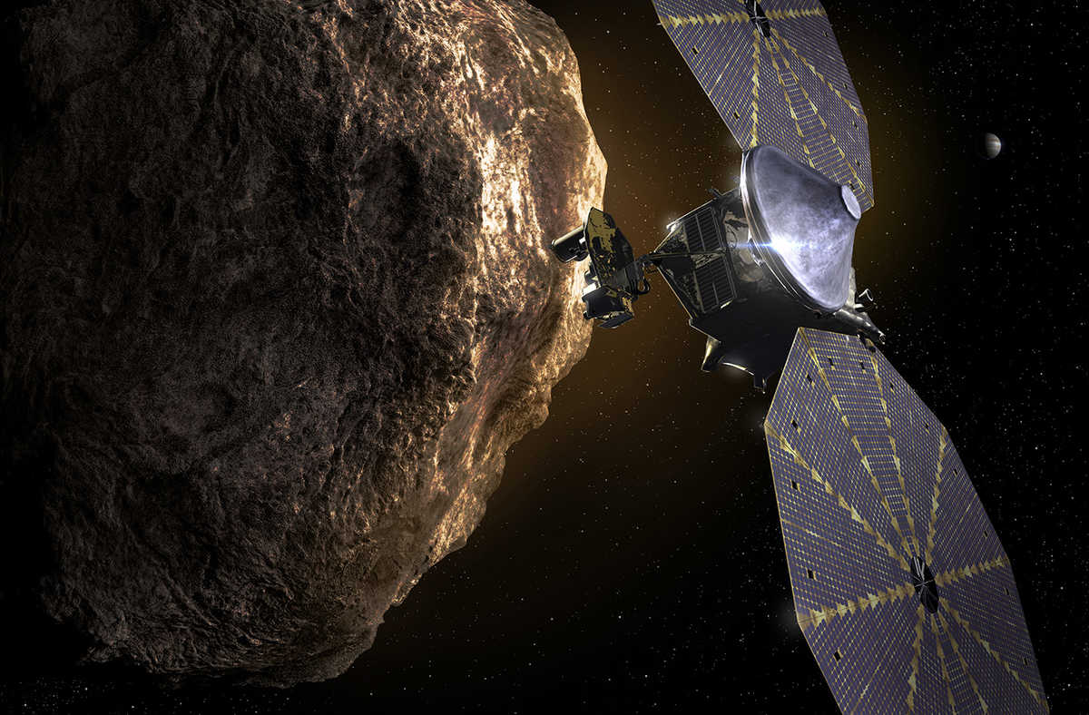 Lucy spacecraft and asteroid