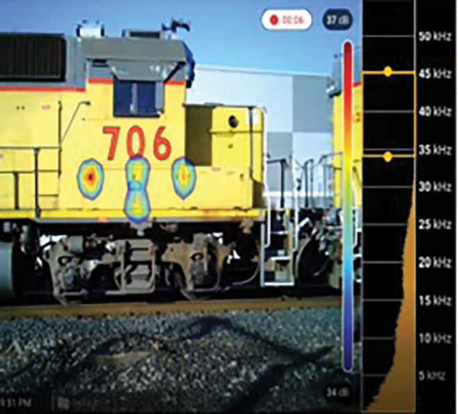 computer generated image of air leaks detected on locomotive engine 