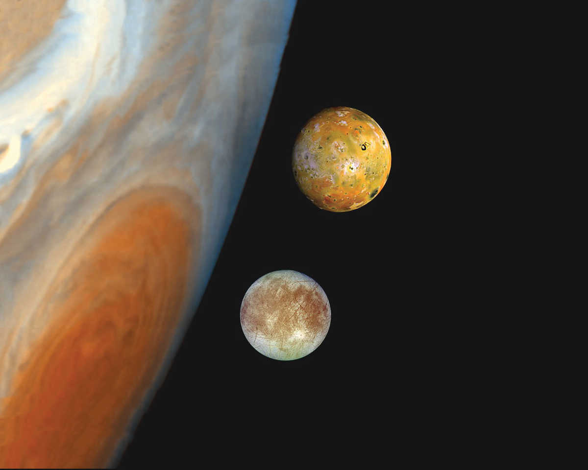 Composite image of Europa and Io