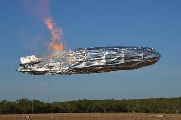 hydrogen-filled blimp on fire as part of Hindenburg fire creation for Discovery Channel