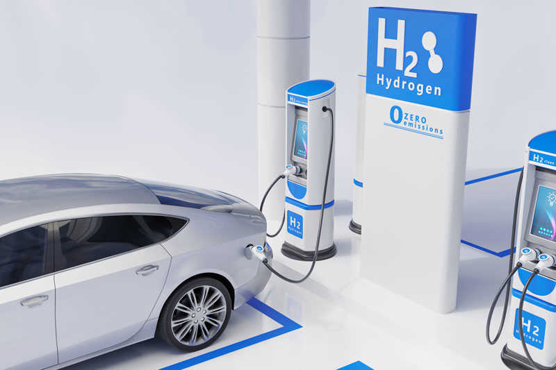 White Hydrogen fuel car charging station