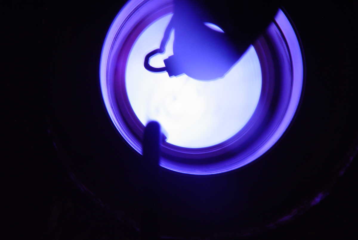 View of inside a pipe showing the unique vacuum process by which coating is applied