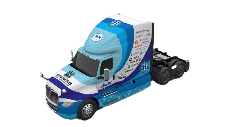 Truck retrofitted with hydrogen internal combustion engine