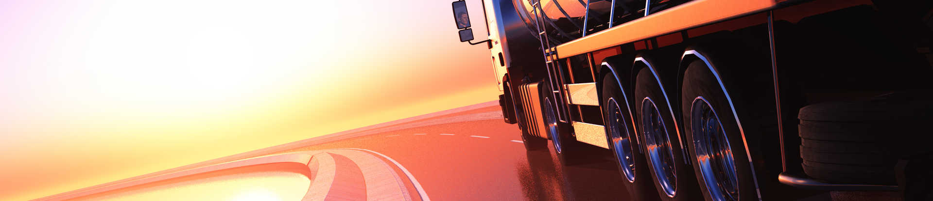 Semi-truck riding into the sunset