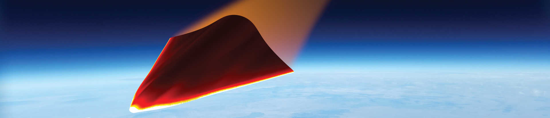 A vehicle above Earth glowing red from heat 