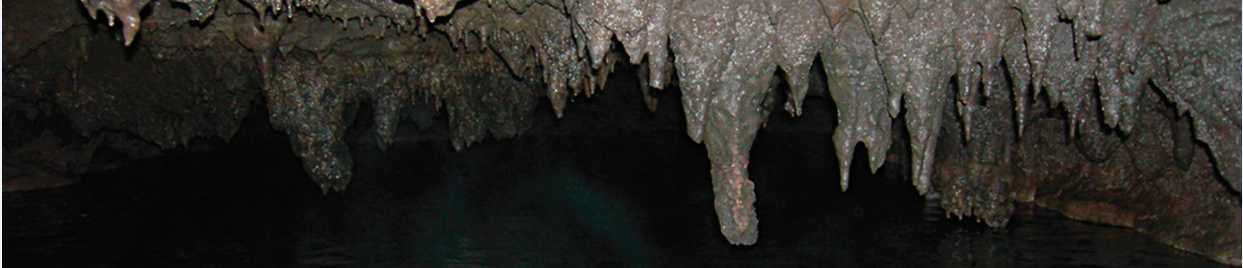 clear underground water inside a cave called Honey Creek Cave near San Antonio