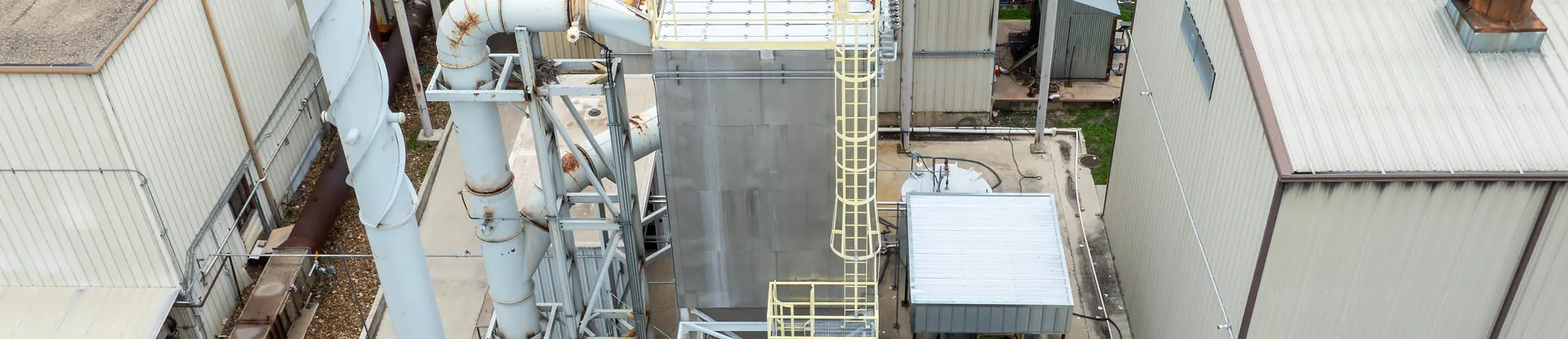 Aerial shot of SwRI's fire testing laboratories are equipped with a custom pollution abatement system 