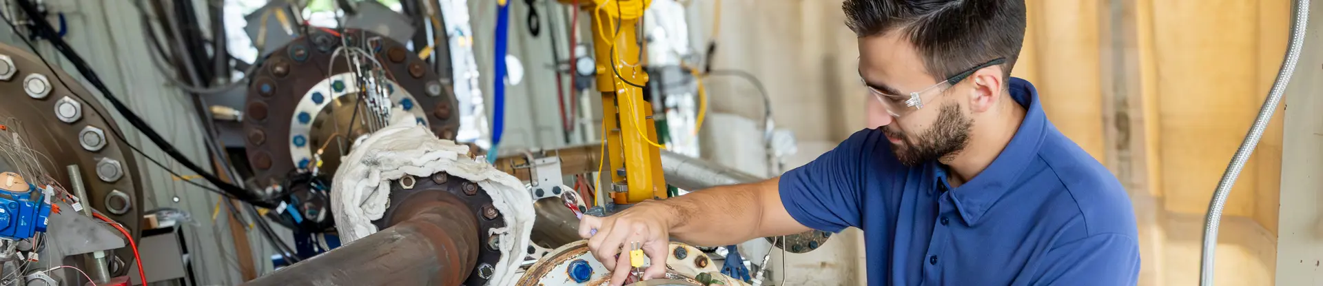 Engineer working in the SwRI High Energy Annex Test  (HEAT) facility