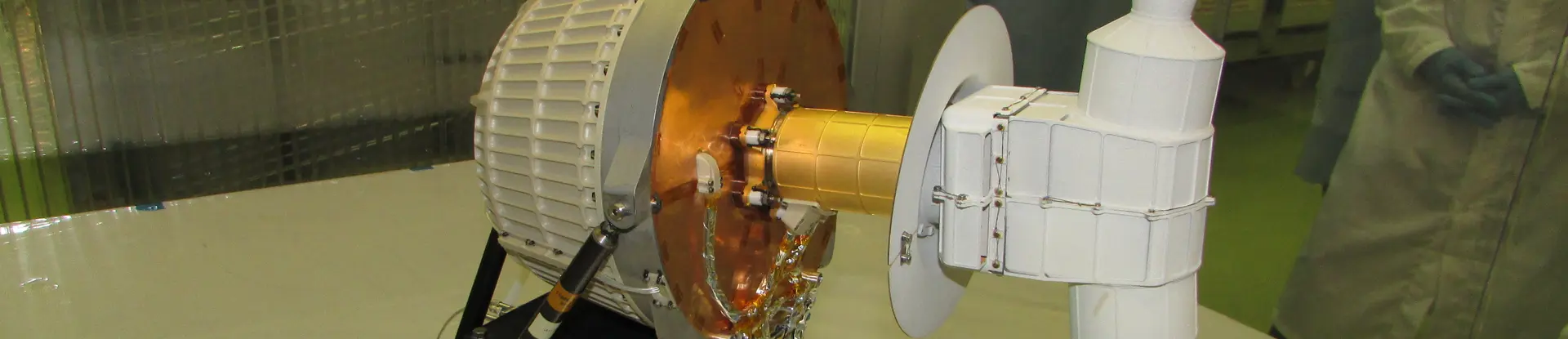 Close-up of the Strofio instrument in a lab