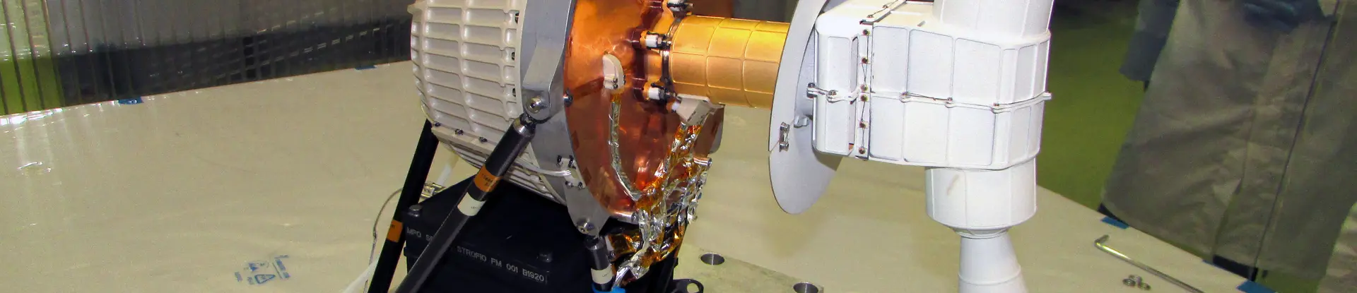 Close-up of the Strofio instrument in a lab