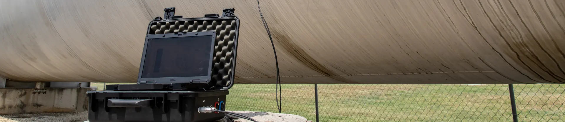 SwRI's magnetostrictive (MST) probe to detect corrosion on a storage tank