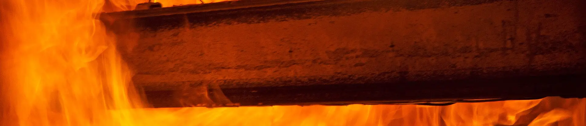 steel beam in fire and heat test