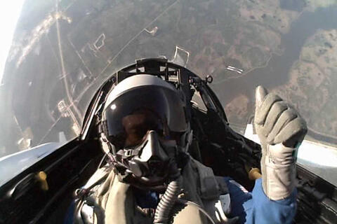 Dr. Alan Stern undergoing flight training aboard an F-104 jet 