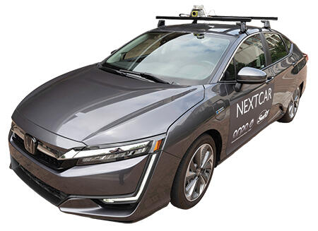 NEXTCAR vehicle outfitted with vehicle autonomy stack and eco-driving technology