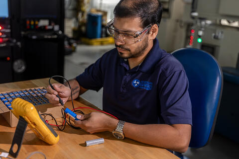 Shuvodeep Bhattacharjya working hands-on with battery technology