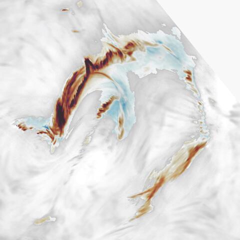 Telescope photo of circular flare ribbons