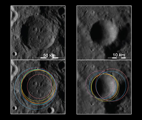 Images of AI-generated lunar crater catalogs 
