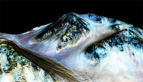 Mars Topography colored according to salt levels