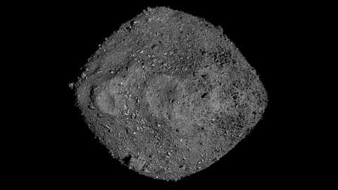 Aerial image of asteroid Bennu