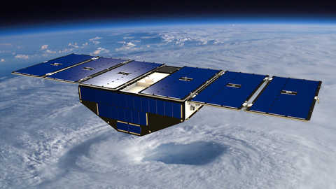 Image: Artist's concept of one of the eight Cyclone Global Navigation Satellite System satellites 