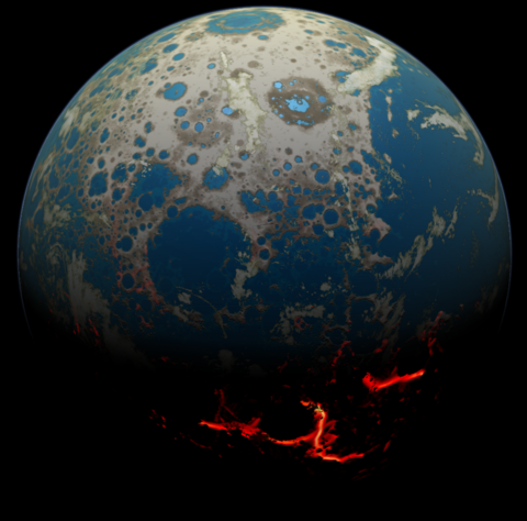 This illustration shows how the early Earth might have looked under bombardment