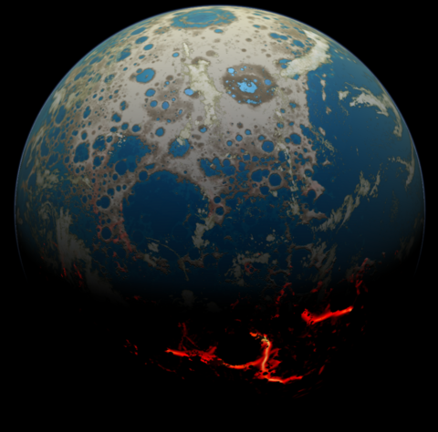 illustration showing how the early Earth might have looked under bombardment