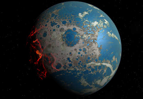 Photo: artistic conception of the early Earth