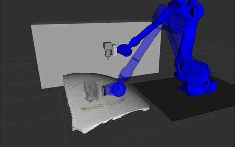 Computer image of a robotic arm process planning output 