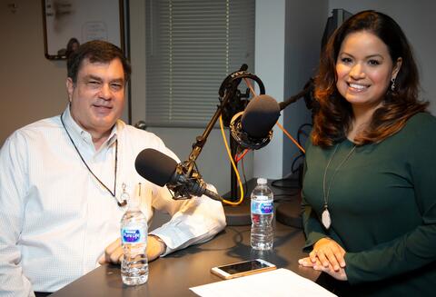 Lisa Pena and Steve Dellenback in the studio