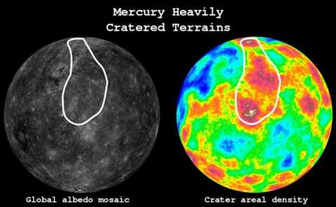 The figure shows an image of Mercury’s surface