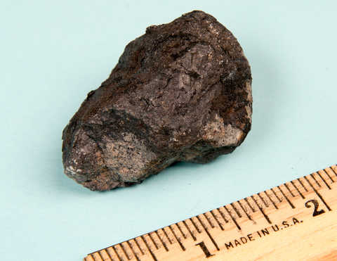 Exterior of a meteorite produced when a small asteroid broke up in the atmosphere near Novato, California
