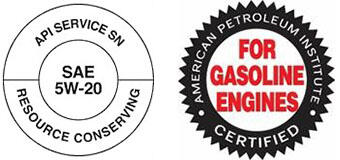 Two oil certification labels side by side