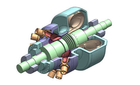 Conceptual drawing of a cutout of a turbine