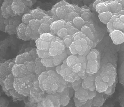 Close up of high surface area carbon (HSAC) microstructure particles 