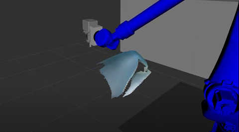 3D computer image of a blue robotic arm using a 3D camera and machine vision software 