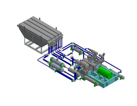 Computer rendering of a full-scale reciprocating compressor loop