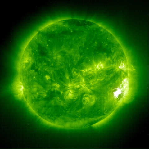 solar corona in extreme ultraviolet light with solar flare 