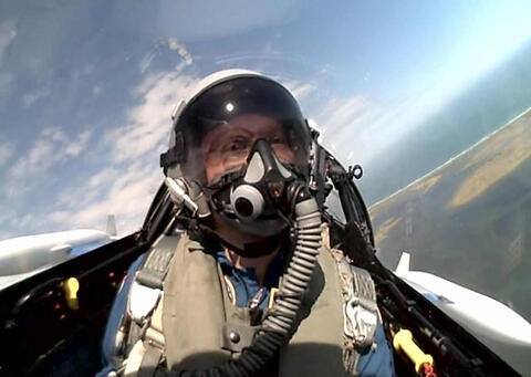 Photo of Dr. Dan Durda undergoing flight training.