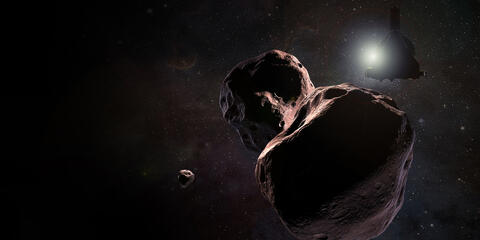 Artist's impression of NASA's New Horizons spacecraft encountering 2014 MU69