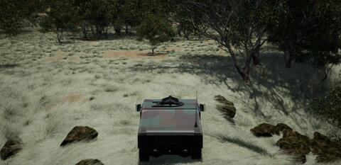 Virtual unmanned ground vehicle in a simulated 3D scene