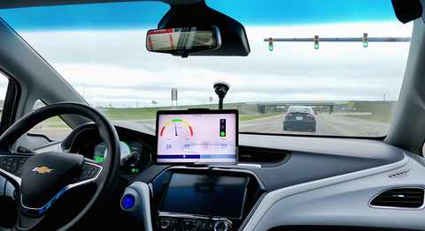 A dashboard outfitted with a connected and automated vehicle system.
