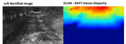 (left) how a conventional lidar camera sees an off-road trail. (right) factor graph fused visual odometry, a technique for estimating vehicle motion from a sequence of camera images