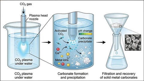 Illustration of the plasma-based carbonate precipitation process for lithium production