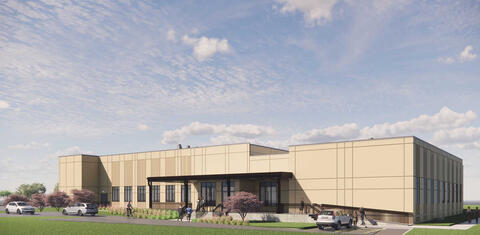 Computer generated exterior of new SwRI Clinical Supply Facility 